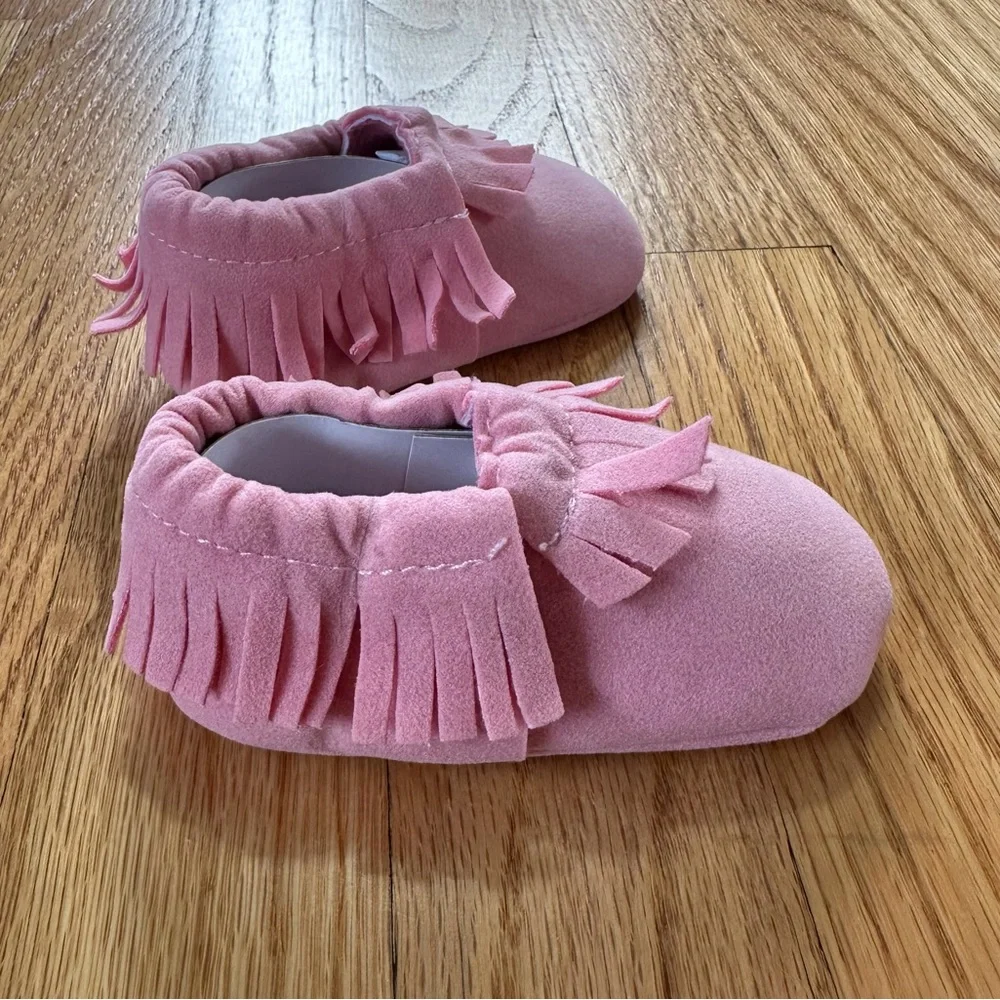 Baby Moccasin Walker Shoes Pink Faux Suede sz 1
